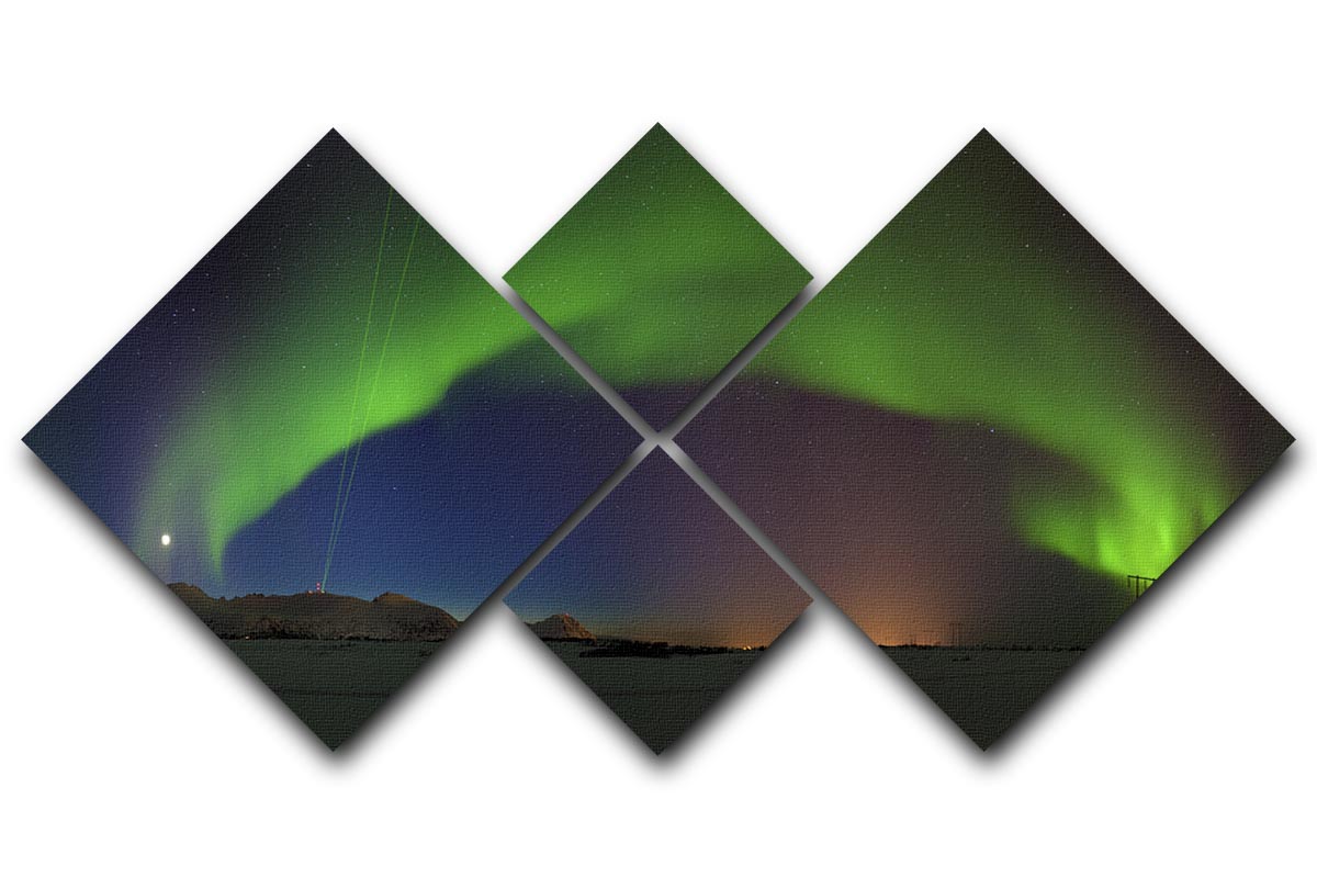 Merry Dancers 4 Square Multi Panel Canvas featuring vibrant colors and dynamic design, perfect for home decor.