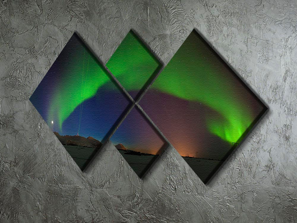 Merry Dancers 4 Square Multi Panel Canvas featuring vibrant colors and dynamic design, perfect for home decor.