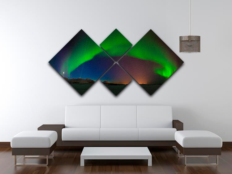 Merry Dancers 4 Square Multi Panel Canvas featuring vibrant colors and dynamic design, perfect for home decor.