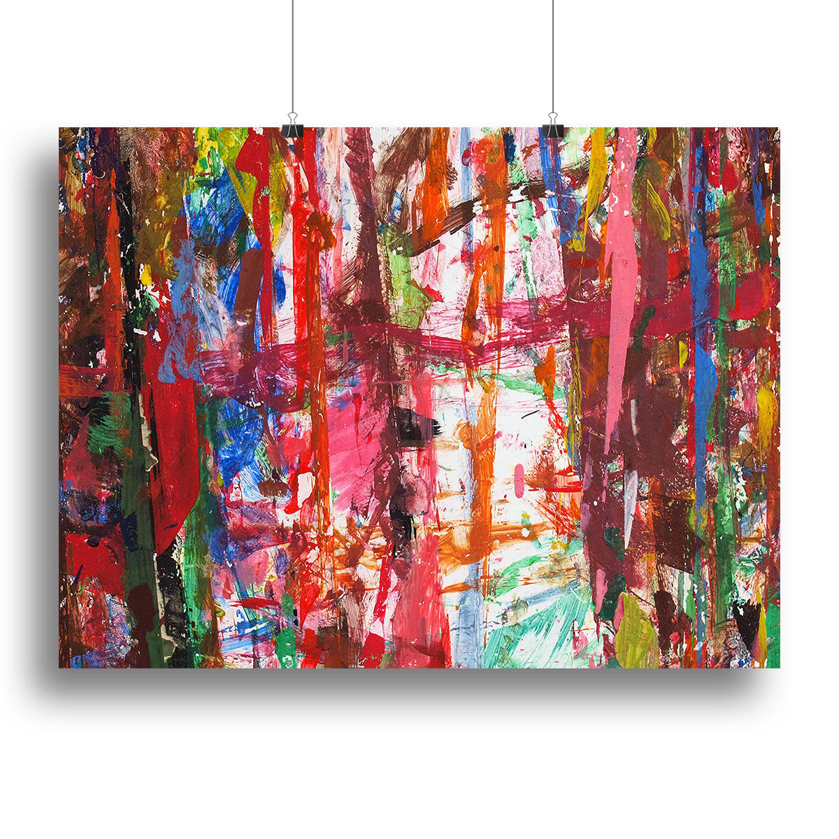 A vibrant Messy Art Canvas Print showcasing abstract designs in bold colors, perfect for home or office decor.