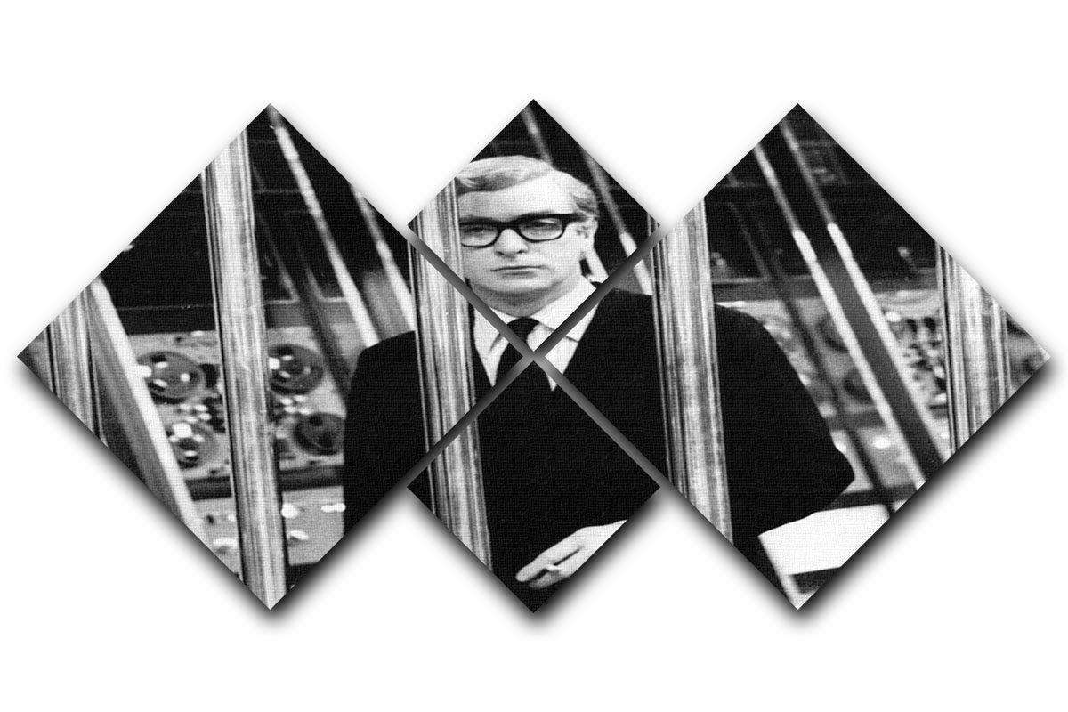 Michael Caine 1967 4 Square Multi Panel Canvas artwork featuring four equal square sections, showcasing a striking image of the iconic actor.