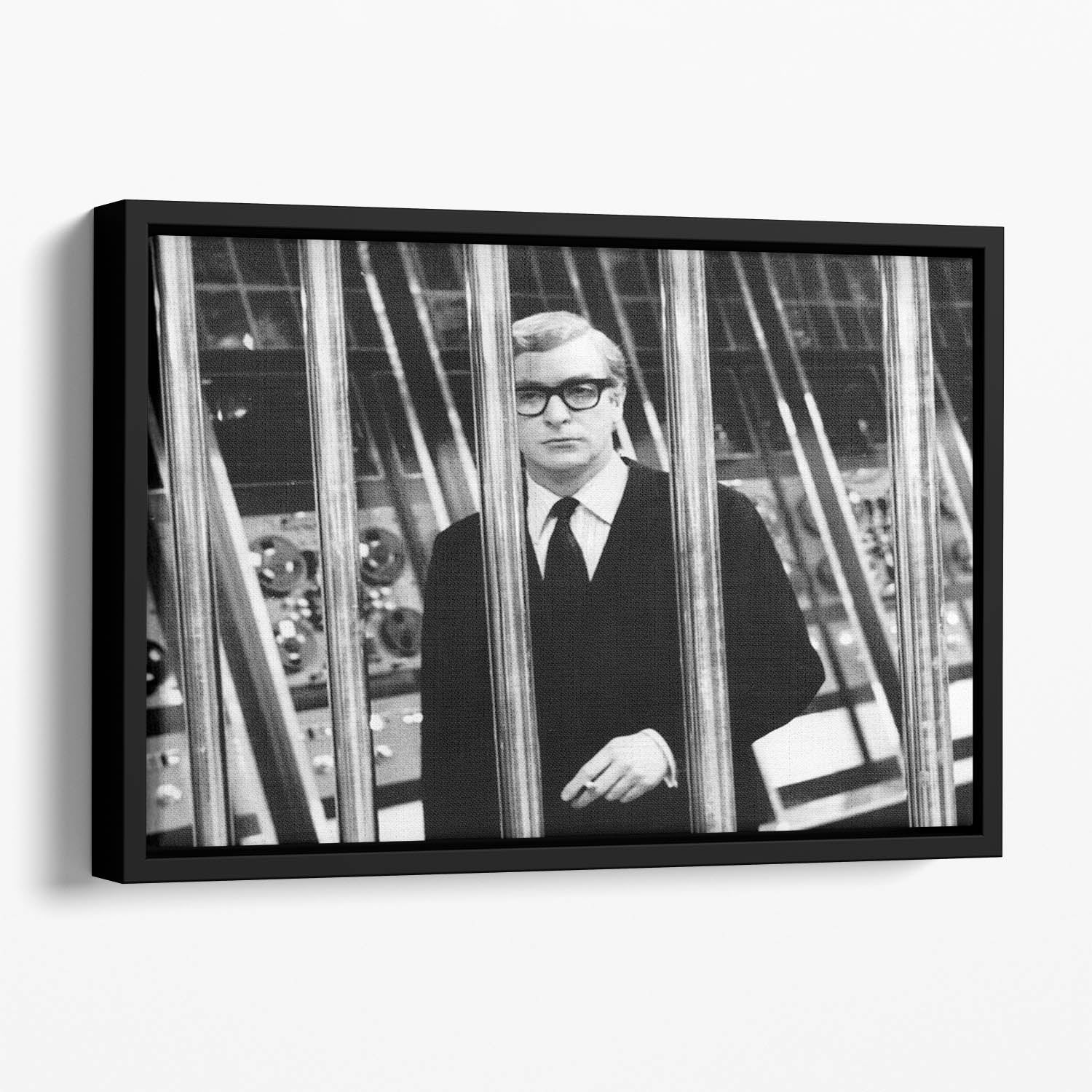 Michael Caine 1967 Floating Framed Canvas featuring vibrant abstract design in an elegant wooden frame.
