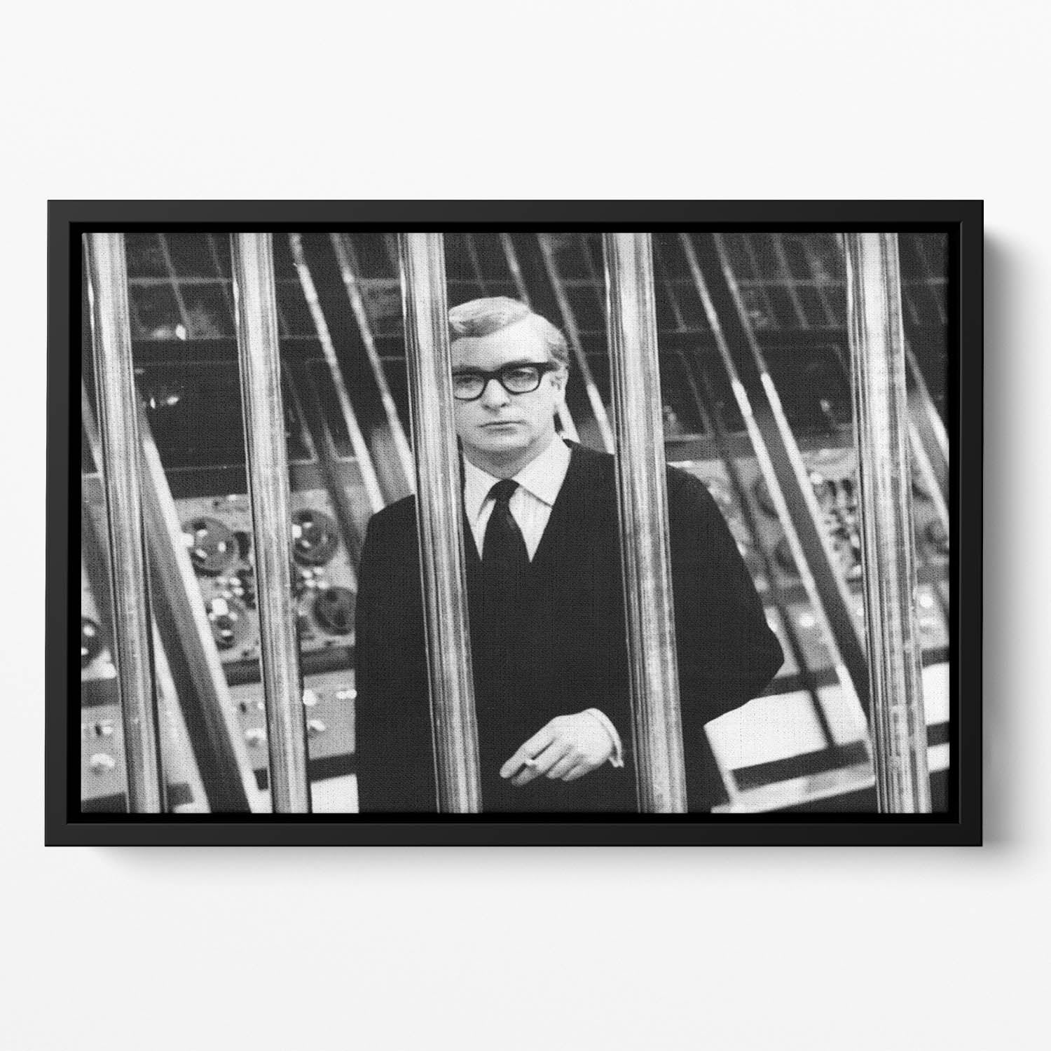 Michael Caine 1967 Floating Framed Canvas featuring vibrant abstract design in an elegant wooden frame.
