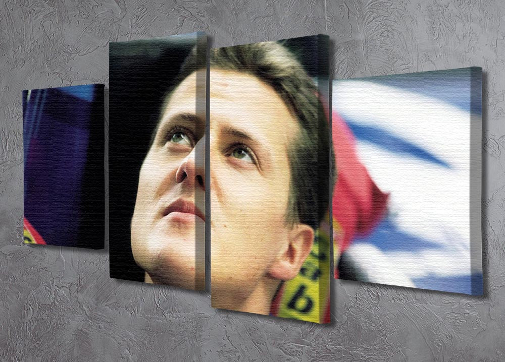 A stunning 4-split canvas artwork featuring Michael Schumacher in 1995, showcasing his iconic racing moments.