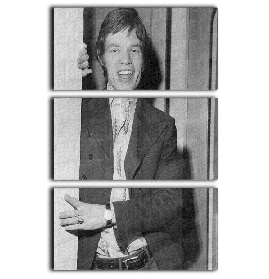 Mick Jagger 3-panel canvas print featuring a striking design of the iconic musician in a doorway.