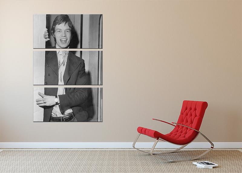 Mick Jagger 3-panel canvas print featuring a striking design of the iconic musician in a doorway.