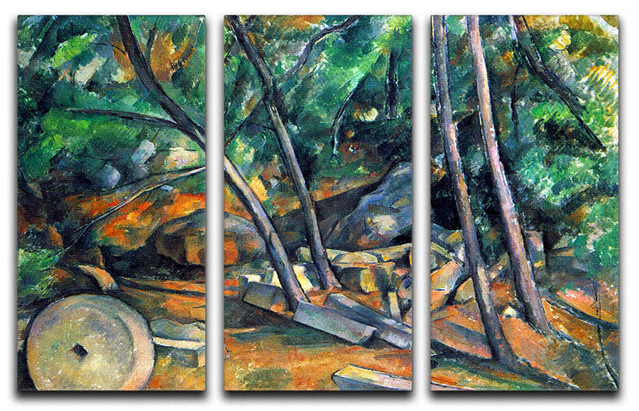 Three-panel canvas print featuring Cezanne's Mill Stone artwork, showcasing vibrant colors and intricate details.