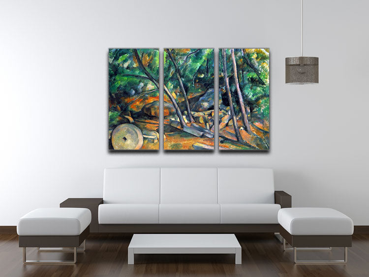 Three-panel canvas print featuring Cezanne's Mill Stone artwork, showcasing vibrant colors and intricate details.