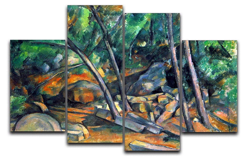 Mill Stone by Cezanne 4 Split Panel Canvas artwork showcasing four panels with vibrant colors and intricate details.