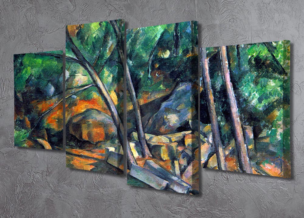 Mill Stone by Cezanne 4 Split Panel Canvas artwork showcasing four panels with vibrant colors and intricate details.