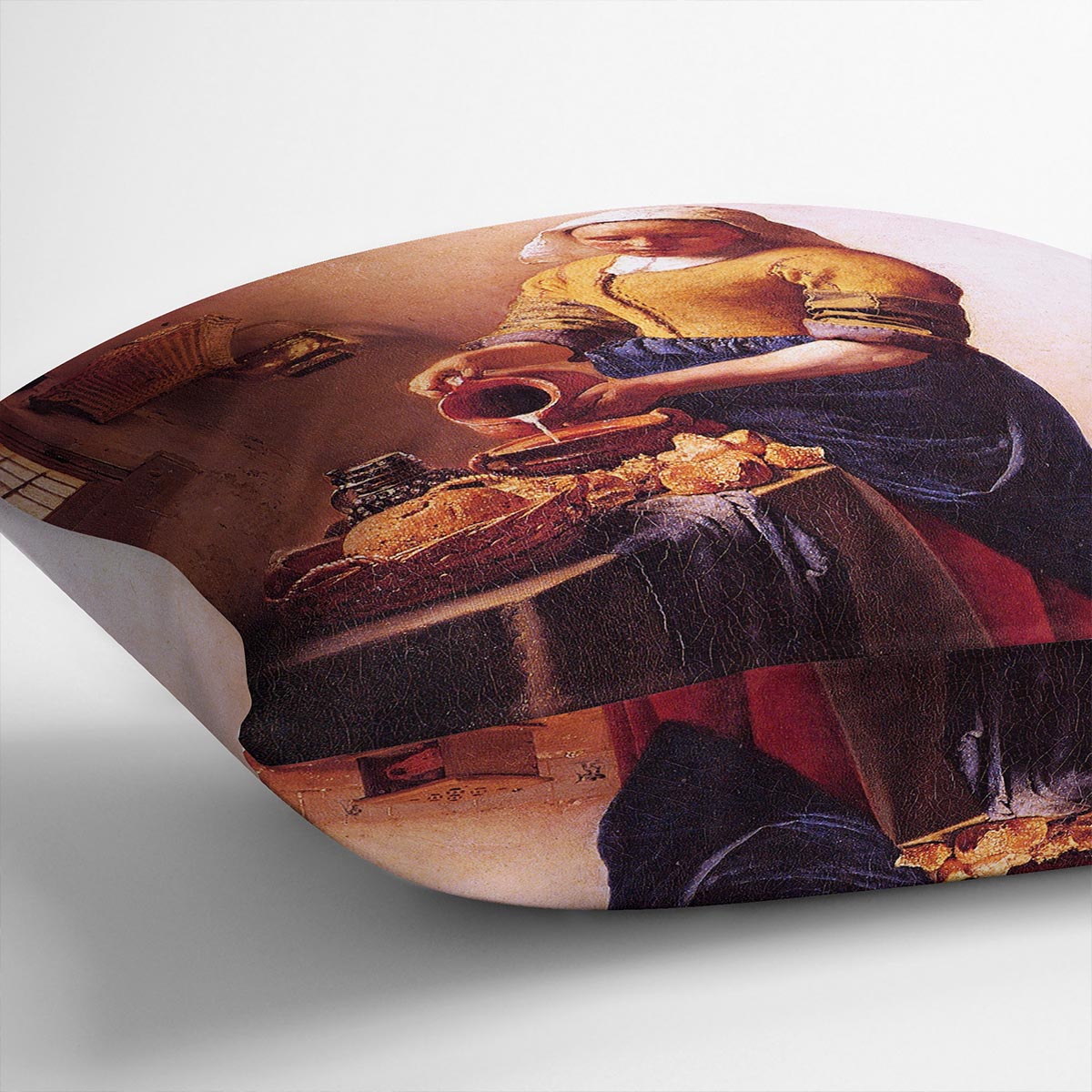 Milk Maid by Vermeer Cushion featuring vibrant abstract design on luxurious vegan faux suede, perfect for home decor.