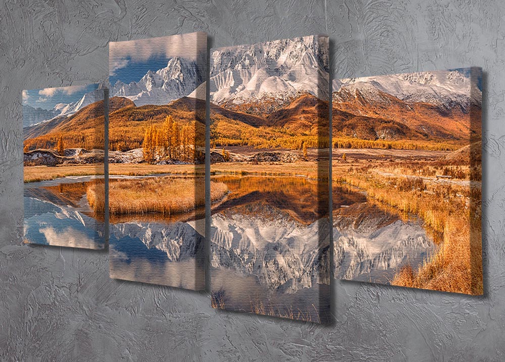 A beautiful 4-split canvas artwork featuring mountains, creating a dynamic and multi-dimensional visual effect.