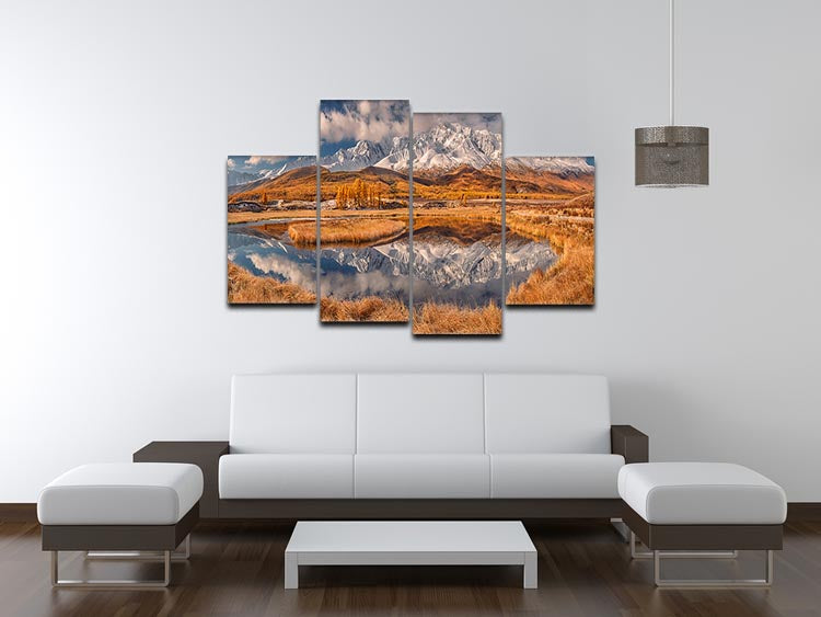 A beautiful 4-split canvas artwork featuring mountains, creating a dynamic and multi-dimensional visual effect.