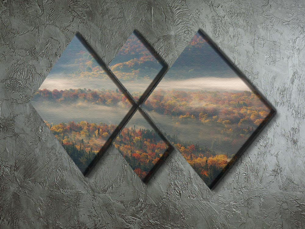 Misty Morning 4 Square Multi Panel Canvas artwork featuring serene misty landscape divided into four equal panels.
