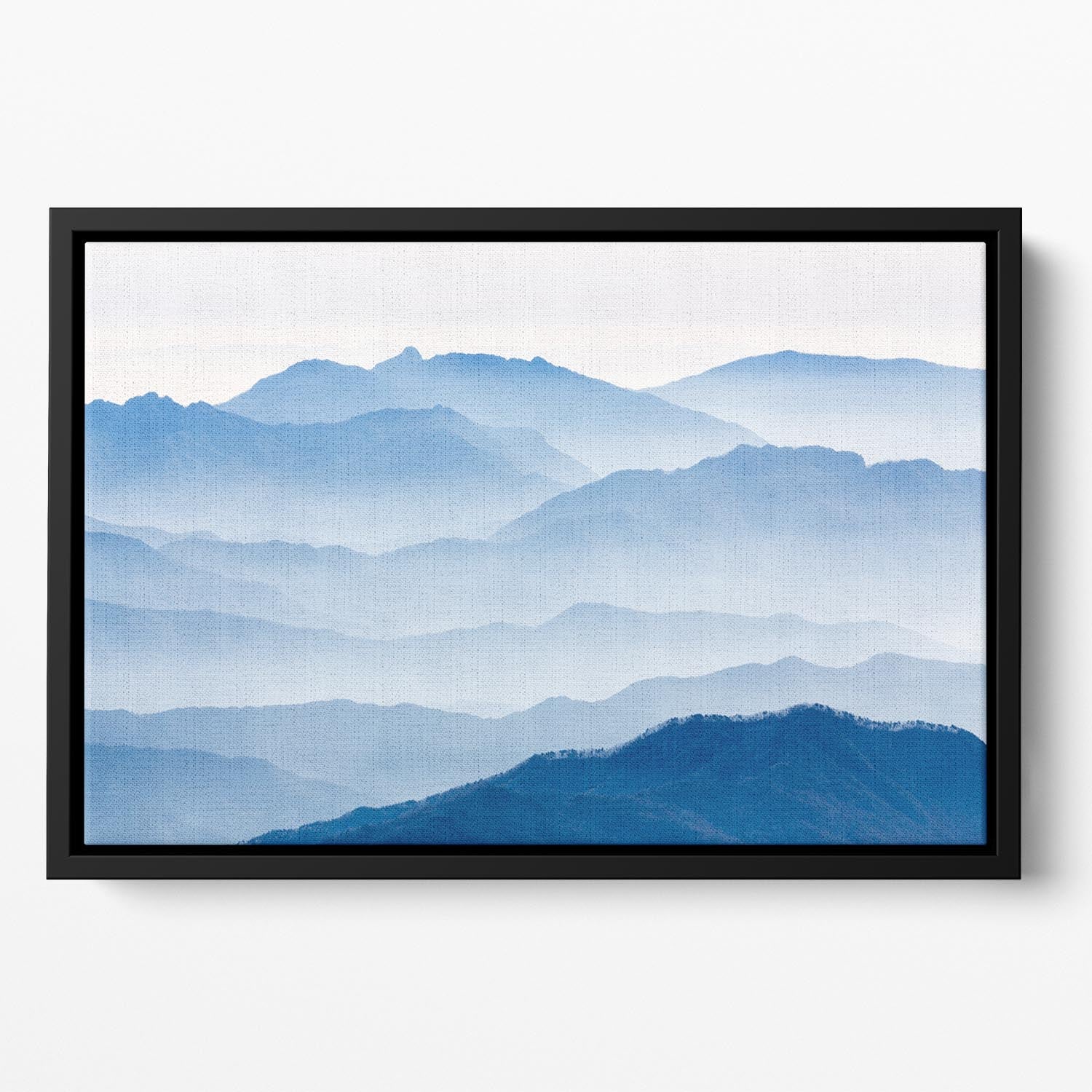 Misty Mountains Floating Framed Canvas featuring vibrant abstract colors in a handcrafted wooden frame, ideal for modern home decor.