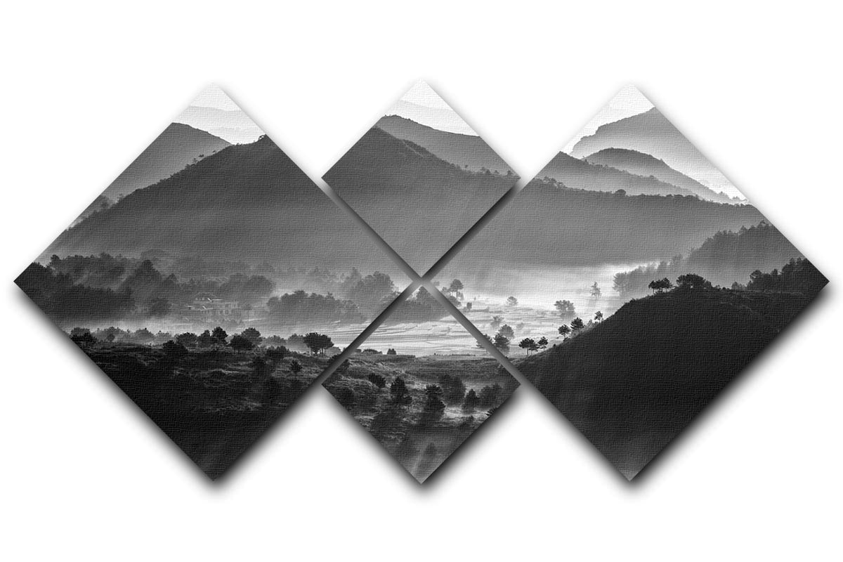 Misty Sea Of Clouds 4 Square Multi Panel Canvas artwork featuring serene cloud imagery divided into four equal panels.