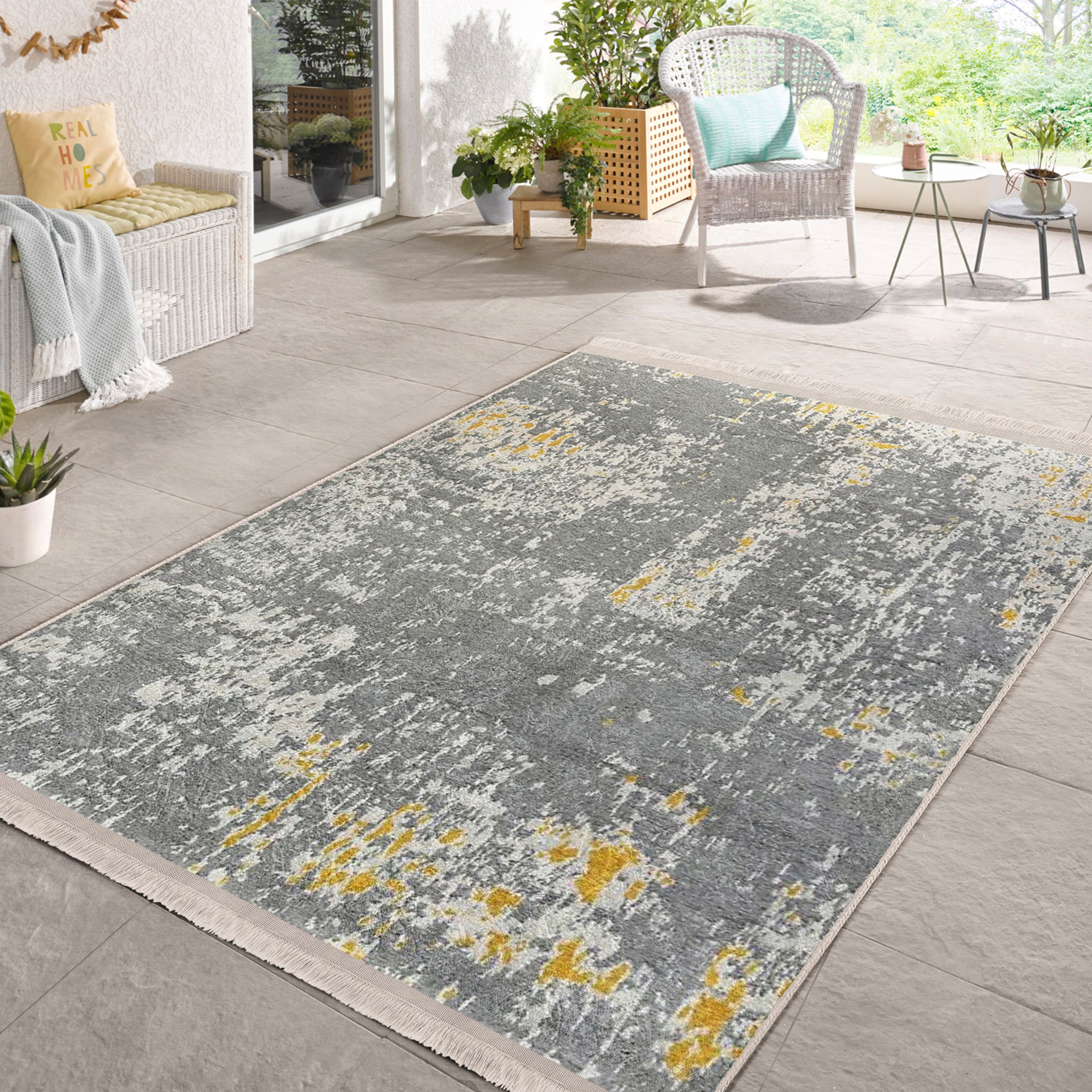 Modern Home Decorative Washable Area Rug featuring elegant fringes and a non-slip base, perfect for enhancing home decor.