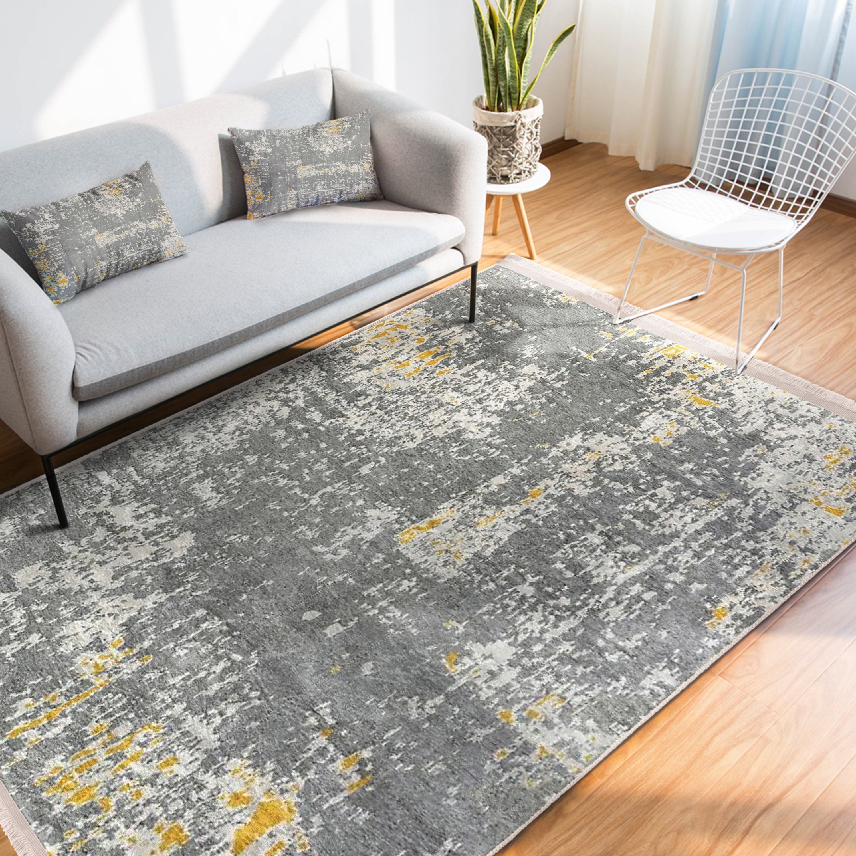 Modern Home Decorative Washable Area Rug featuring elegant fringes and a non-slip base, perfect for enhancing home decor.