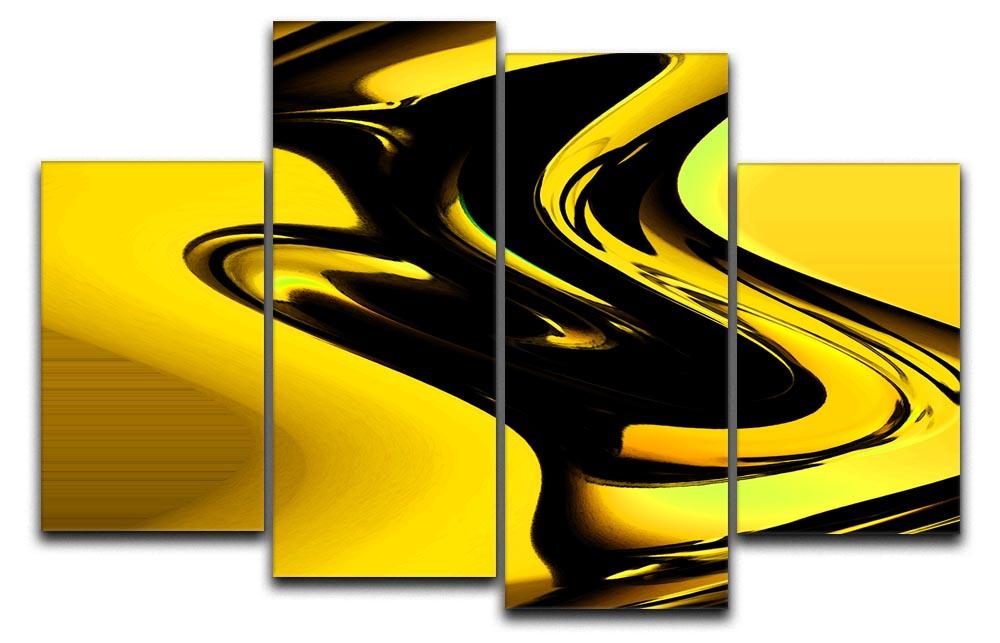 Modern Pop Art Yellow 4 Split Panel Canvas showcasing vibrant yellow colors in a dynamic split design.