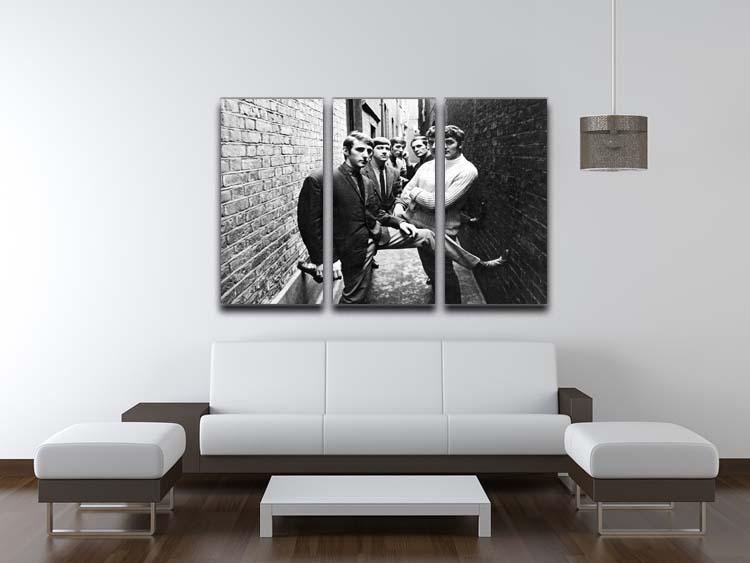 Moody Blues in an Alley 3 Split Panel Canvas Print showcasing vibrant colors and abstract design, perfect for modern decor.