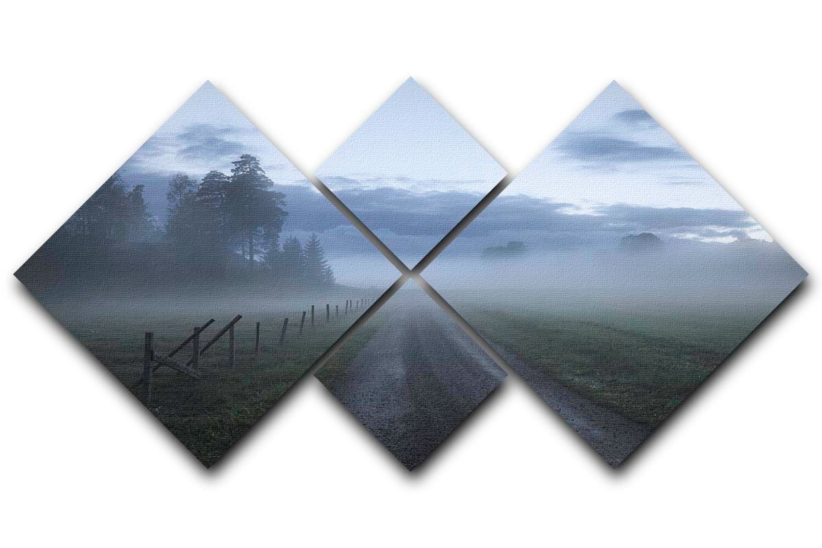 Moody Road 4 Square Multi Panel Canvas artwork featuring four equal square sections, beautifully arranged to create a cohesive design.