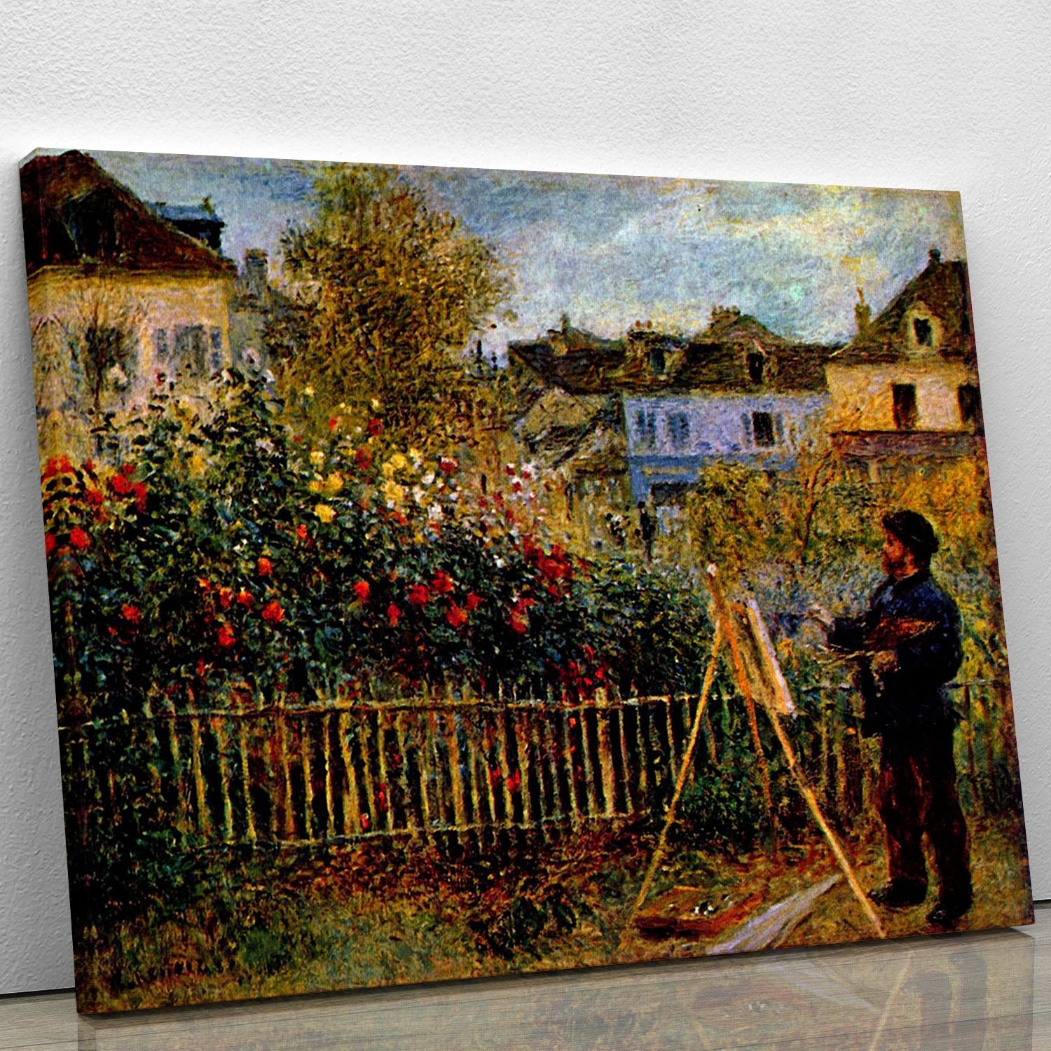 Canvas print of Monet's painting depicting his garden in Argenteuil, showcasing vibrant colors and serene nature.