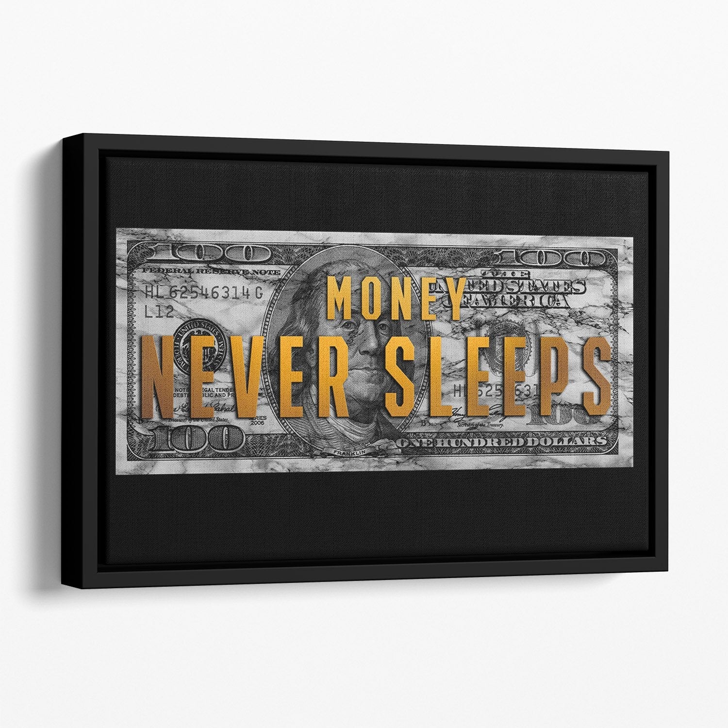 Money Never Sleeps Canvas featuring modern art design, perfect for home or office decor.