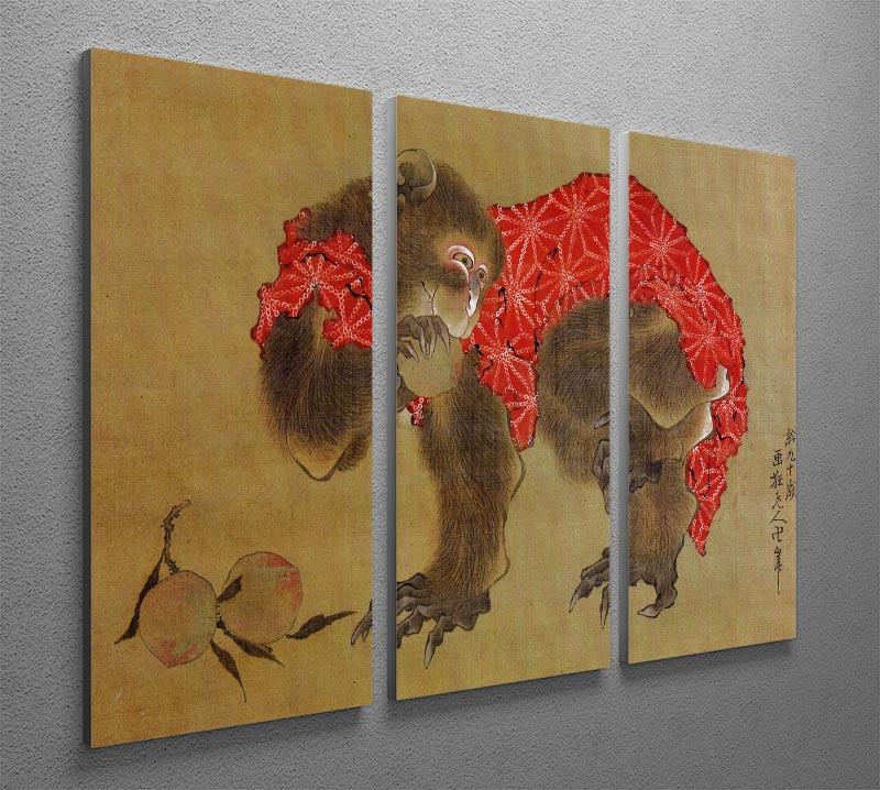 Three-panel canvas print featuring Hokusai's Monkey artwork, showcasing vibrant colors and intricate details.