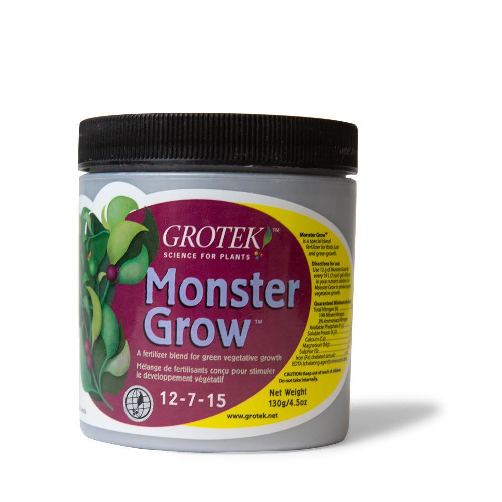Grotek Monster Grow Pro Hydroponic Fertiliser 130g package showcasing vibrant plant growth nutrients.