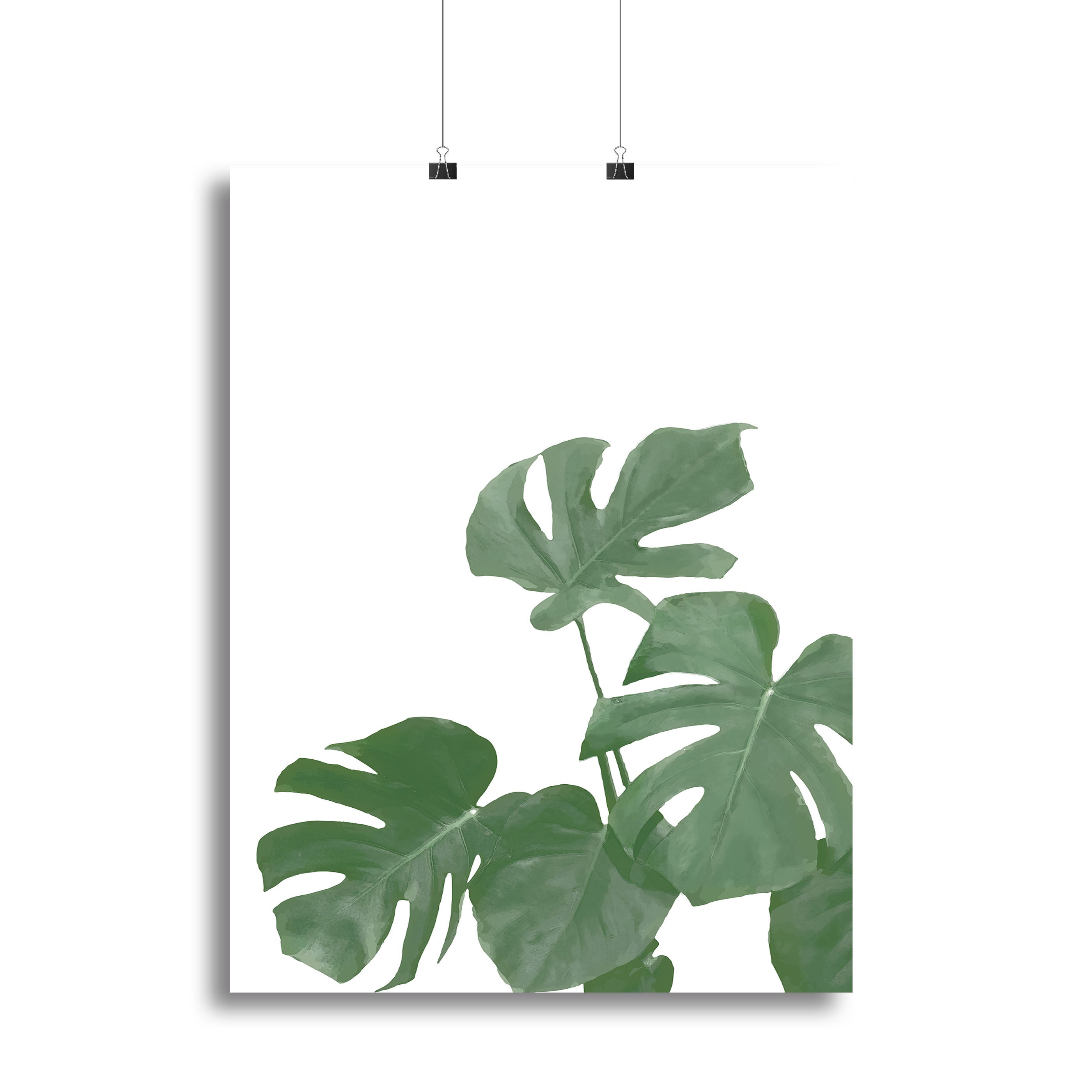 Monstera Aqua 04 canvas print featuring vibrant green leaves on a textured background, perfect for modern decor.