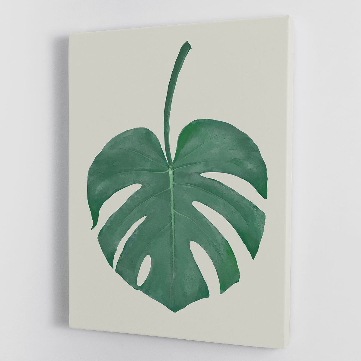 Monstera Aqua 05 canvas print featuring vibrant green leaves on a textured background, perfect for modern home decor.
