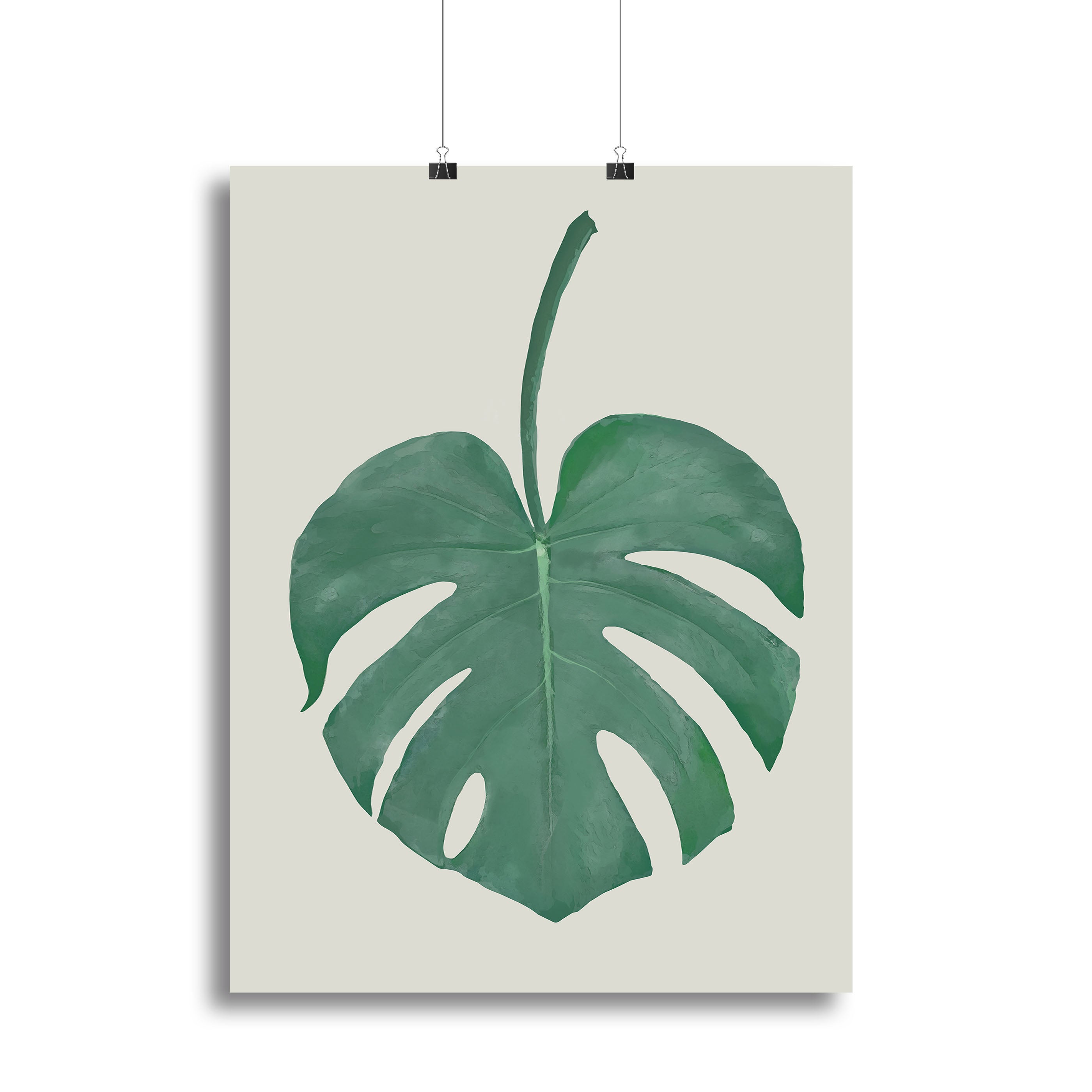 Monstera Aqua 05 canvas print featuring vibrant green leaves on a textured background, perfect for modern home decor.