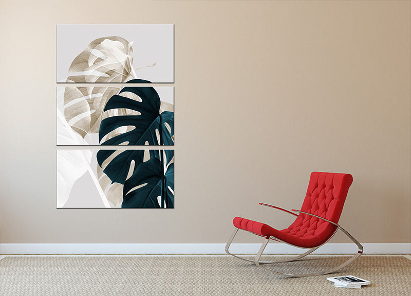 Monstera Creative 05 3 Split Panel Canvas Print featuring vibrant colors and modern design, perfect for home decor.