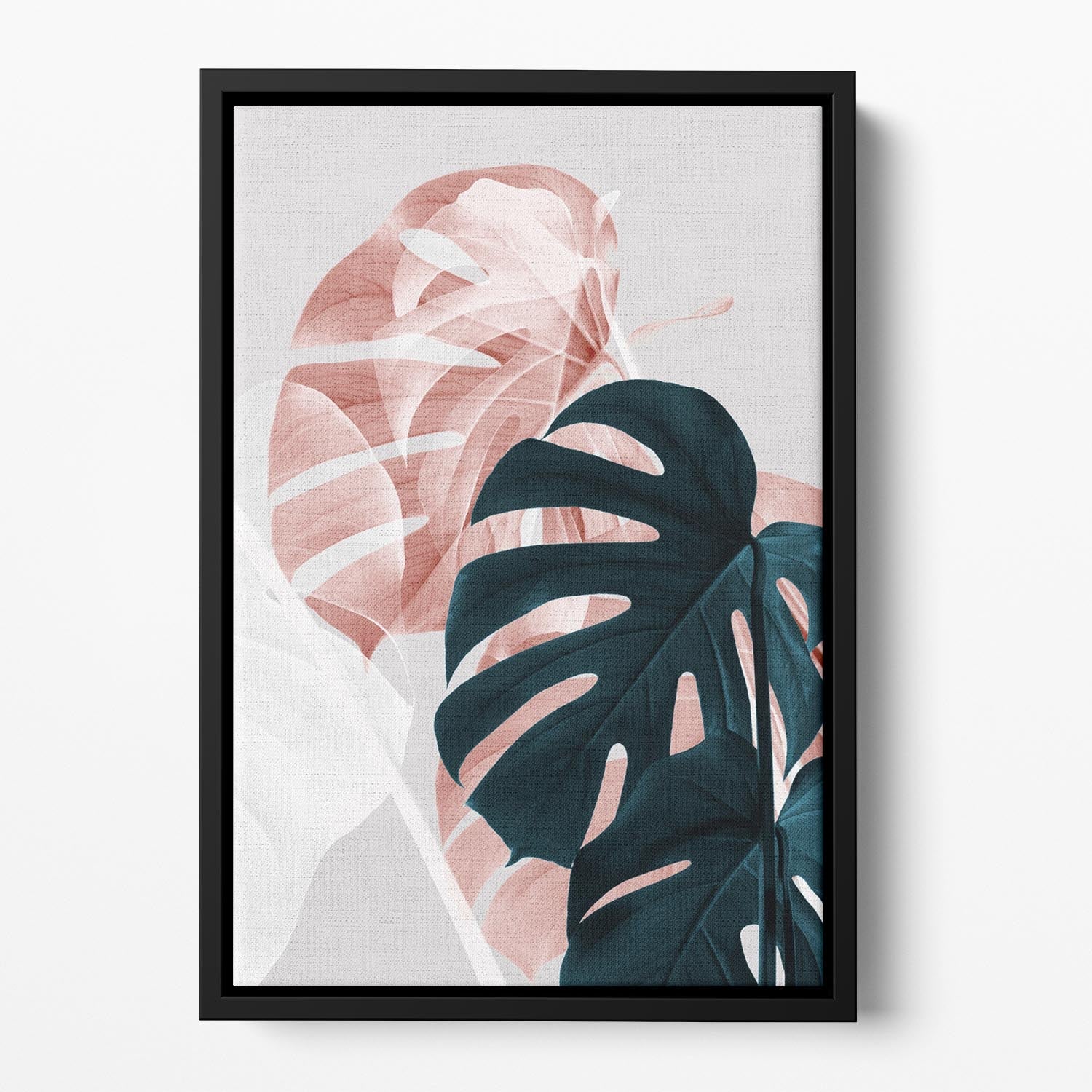 Monstera Creative 09 Floating Framed Canvas featuring vibrant abstract art in an elegant wooden frame.