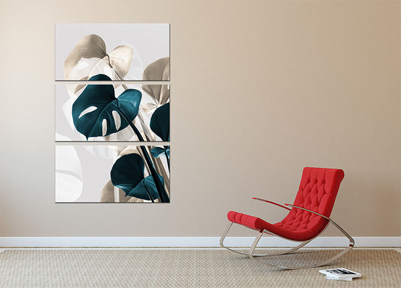 Monstera Creative 10 3 Split Panel Canvas Print showcasing vibrant colors and elegant design, perfect for home decor.