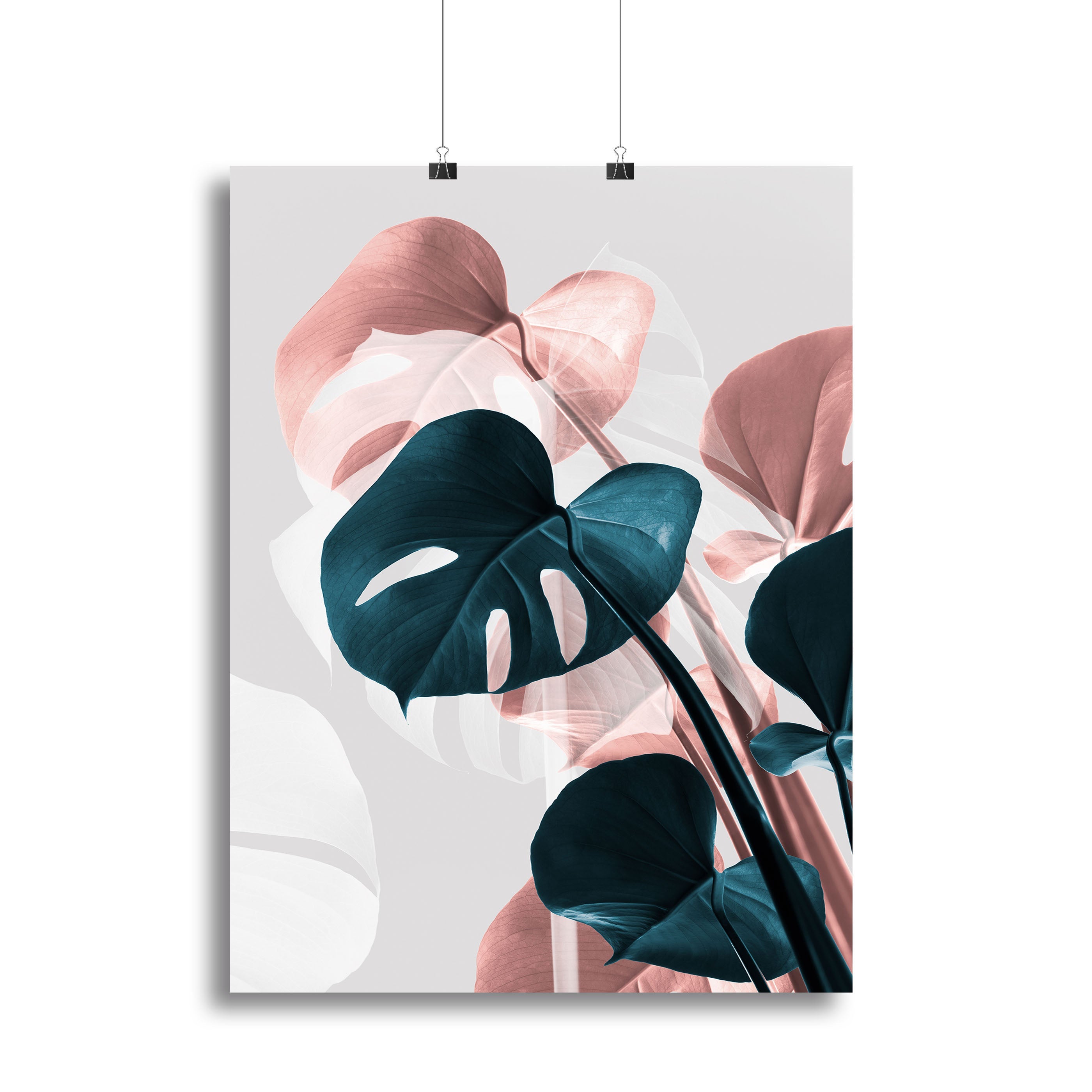 Monstera Creative 17 Canvas Print featuring vibrant green leaves on a textured background, perfect for modern decor.