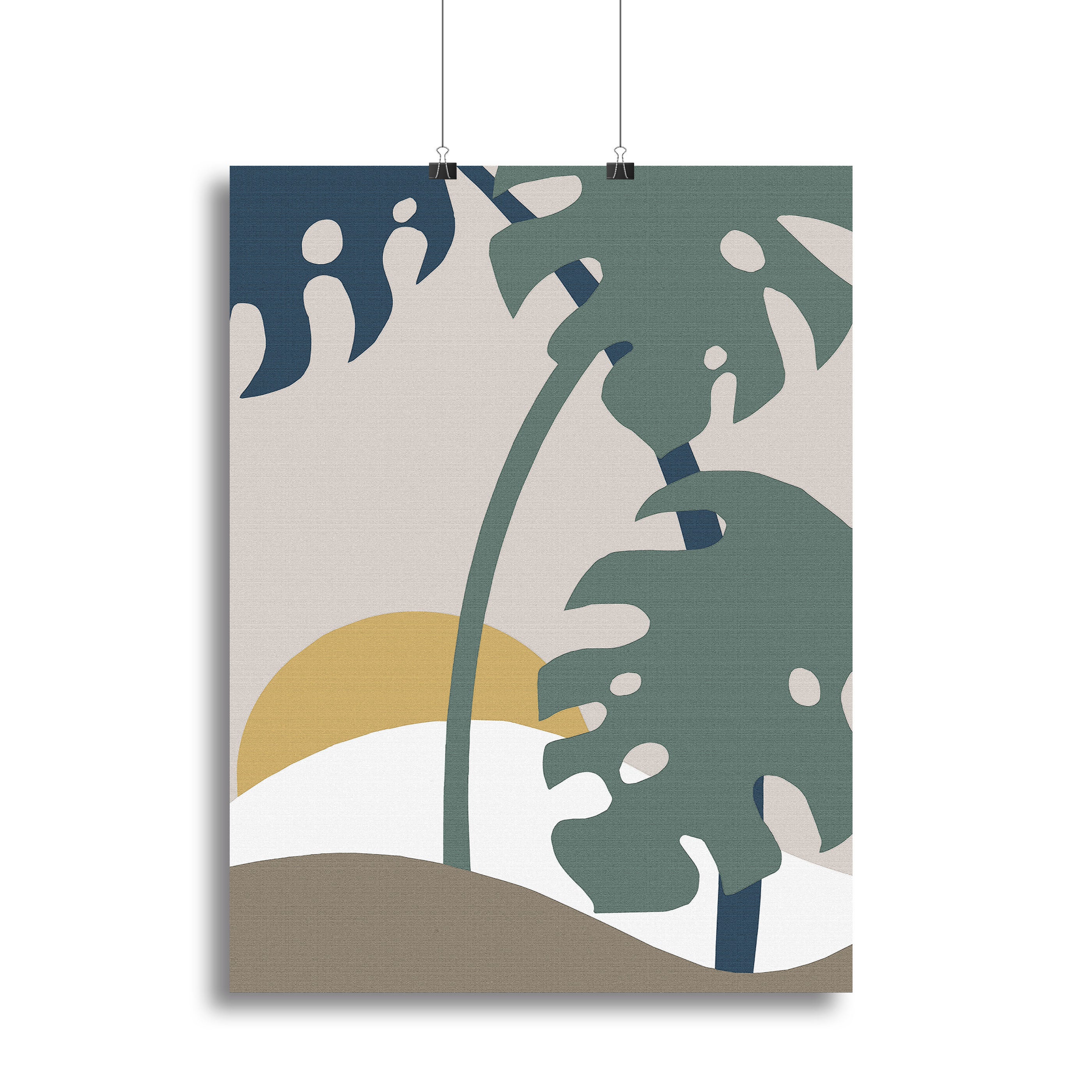 Monstera Cut Out 02 canvas print featuring a vibrant green leaf design on a white background, perfect for modern decor.