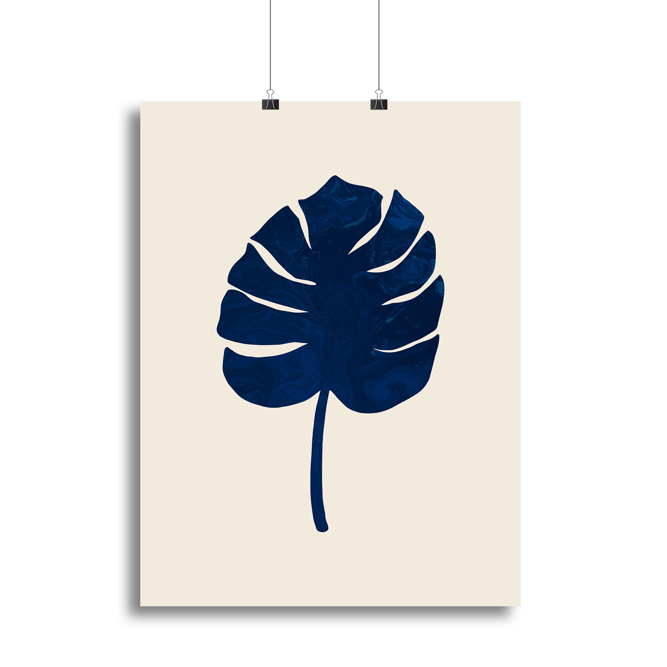 Monstera Marble Blue Canvas Print showcasing a vibrant marble design with Monstera leaves, perfect for modern decor.