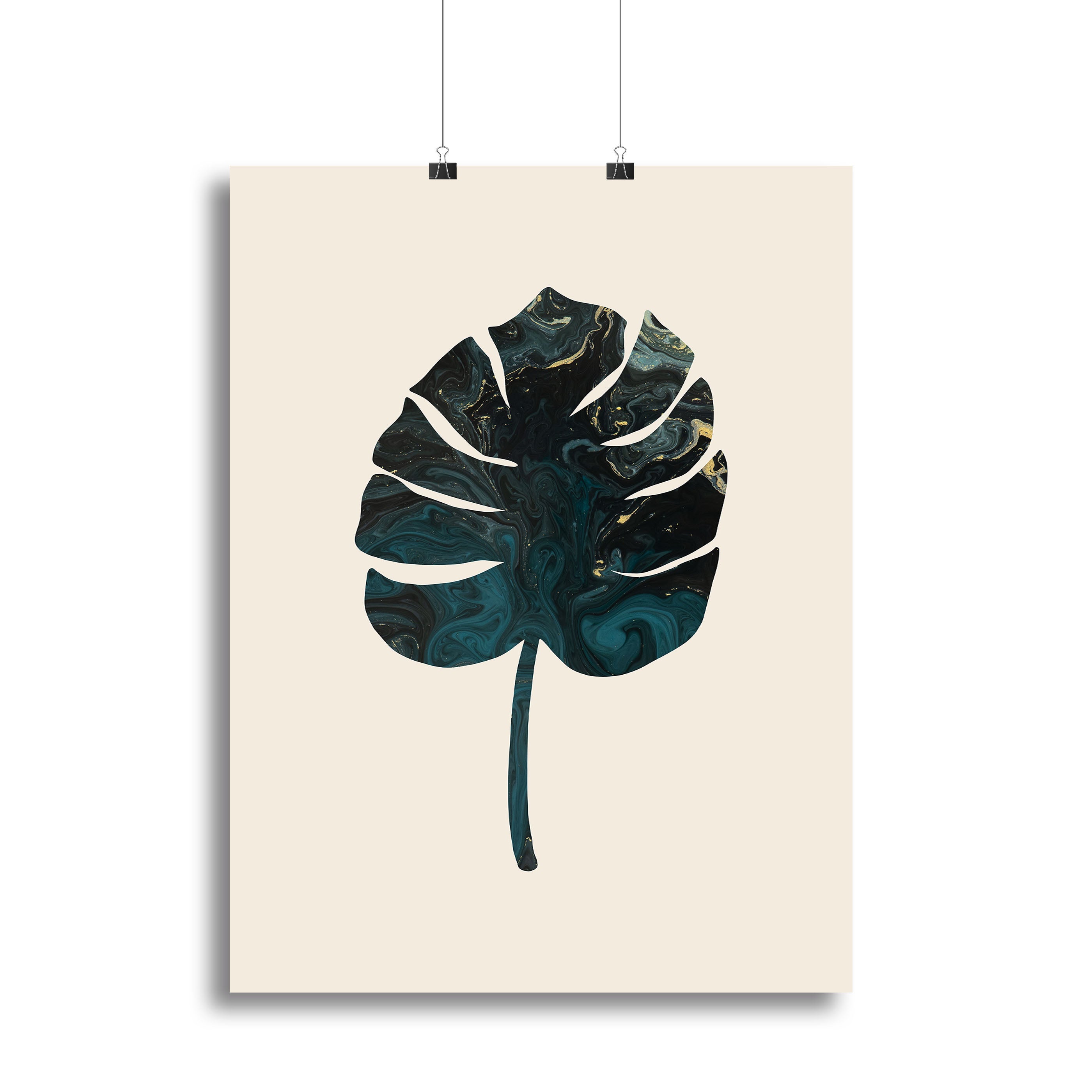 Monstera Marble Green Canvas Print showcasing vibrant green leaves on a marble background, perfect for modern decor.