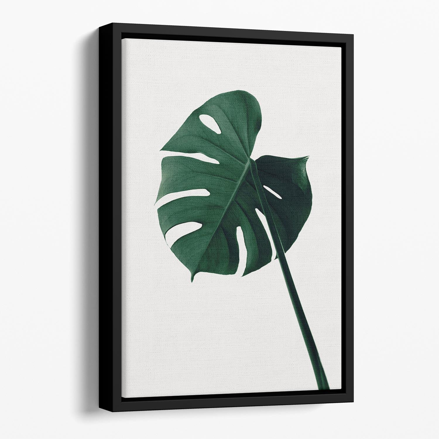 Monstera Natural 07 Floating Framed Canvas featuring vibrant abstract design in an elegant wooden frame.