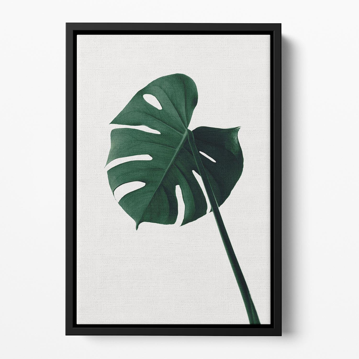 Monstera Natural 07 Floating Framed Canvas featuring vibrant abstract design in an elegant wooden frame.