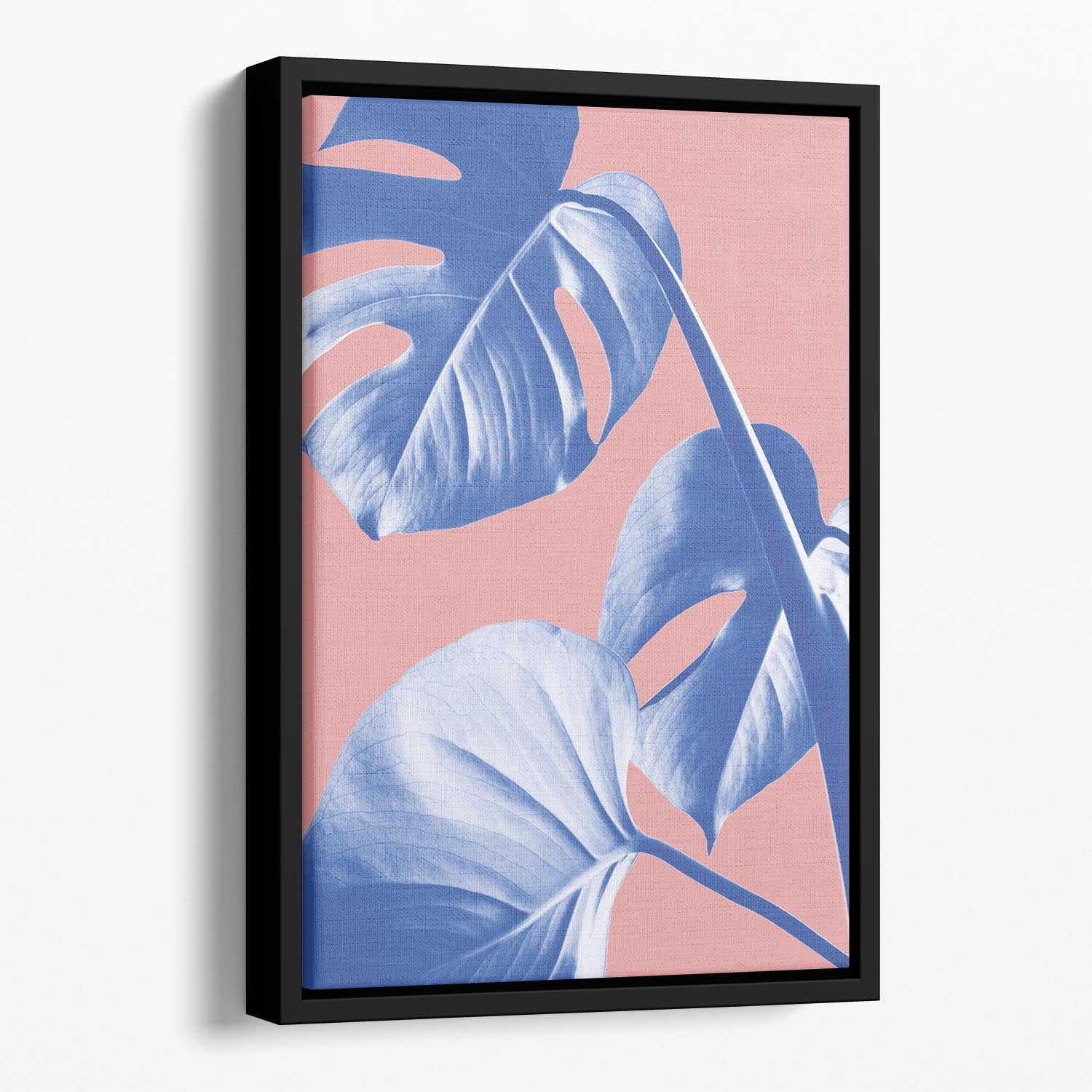 Monstera Purple 05 Floating Framed Canvas showcasing vibrant abstract design with elegant floating frame.