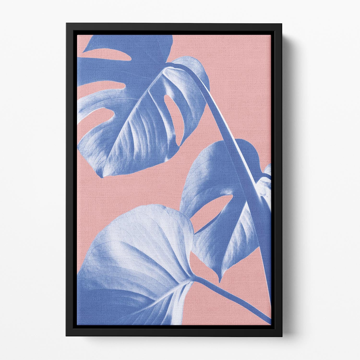 Monstera Purple 05 Floating Framed Canvas showcasing vibrant abstract design with elegant floating frame.