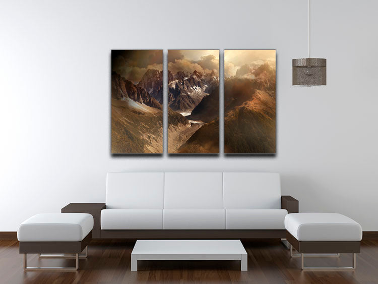 Mont Blanc Massiv 3 Split Panel Canvas Print showcasing stunning mountain scenery in three panels.