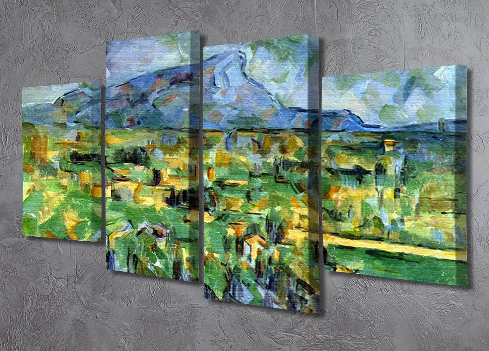Mont Sainte-Victoire by Cezanne, displayed as a 4 split panel canvas artwork, showcasing vibrant colors and dynamic design.