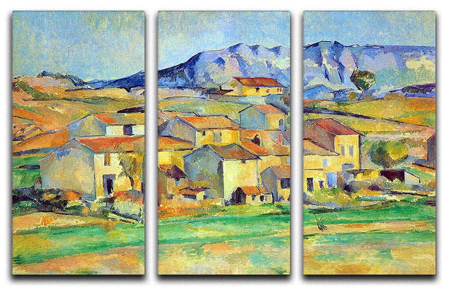 Montaigne Sainte-Victoire 3-panel canvas art showcasing vibrant colors and elegant design, perfect for home or office decor.