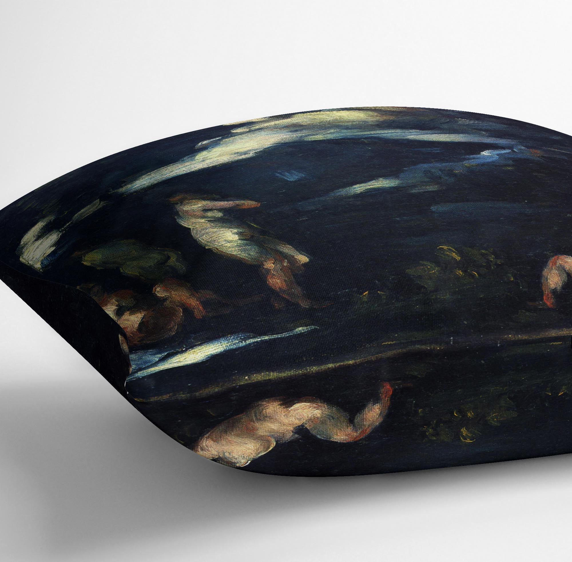 More Bathers by Cezanne Cushion featuring vibrant abstract design on luxurious vegan faux suede.