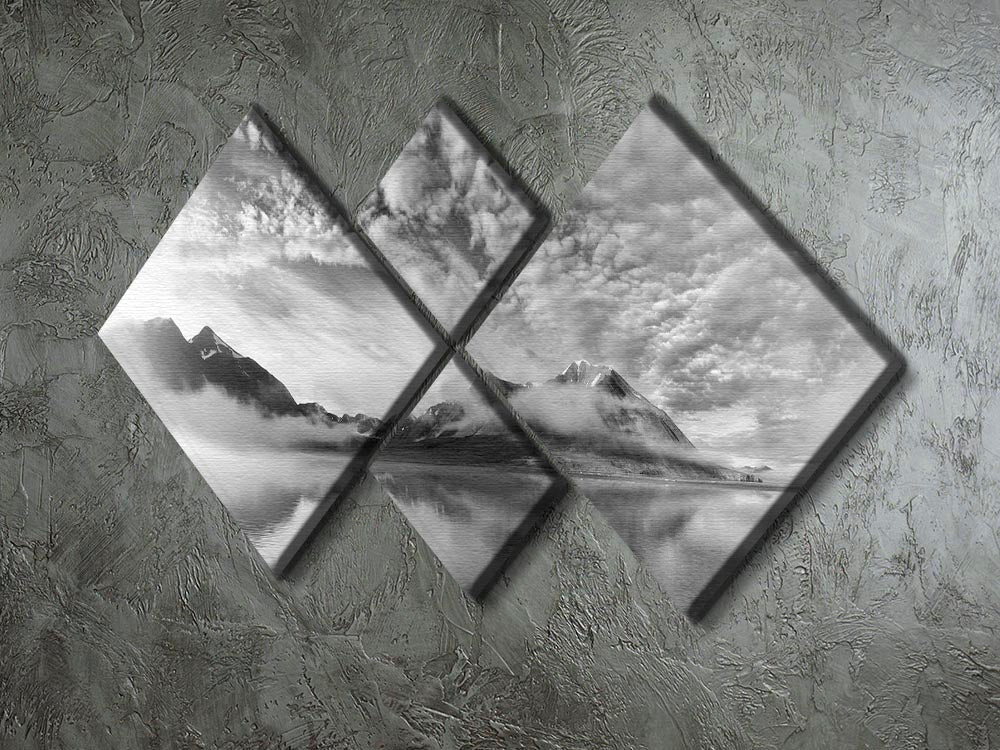 Morning Mist 4 Square Multi Panel Canvas artwork featuring serene misty landscapes divided into four equal square panels.