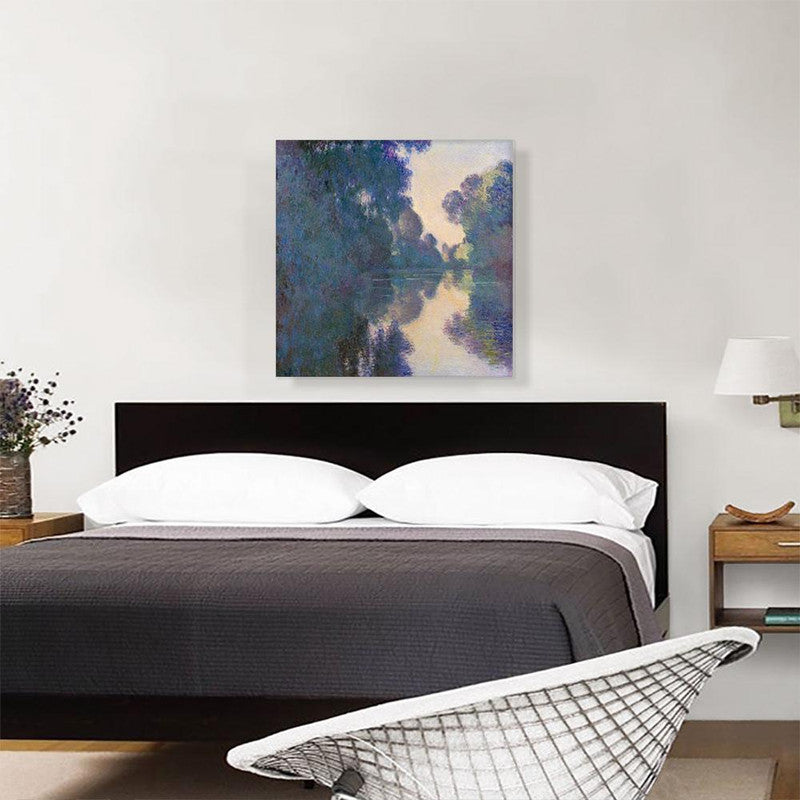 Canvas print of 'Morning on the Seine near Giverny 1897', showcasing serene river landscape with vibrant colors.