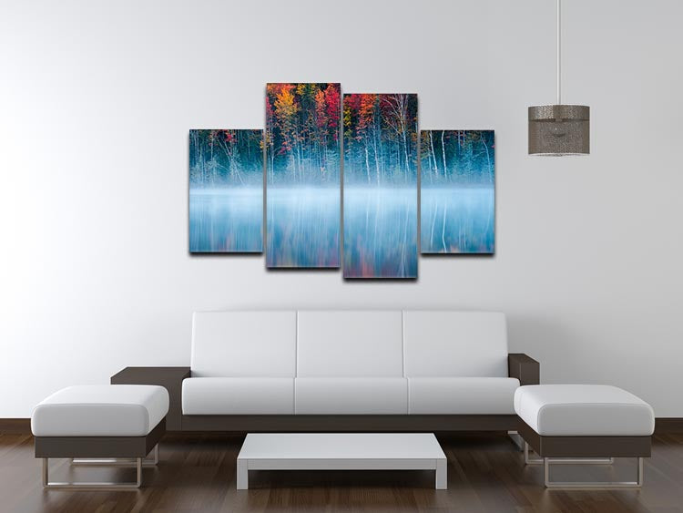 Morning Reflection 4 Split Panel Canvas featuring serene imagery divided into four equal sections, creating a cohesive and dynamic artwork.